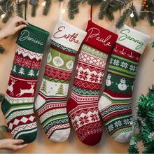 Embroidered Family Holiday Stockings,Christmas Stocking,2025 Christmas Knit Stocking,Christmas Decor,Christmas Gift For Family,Holiday Decor