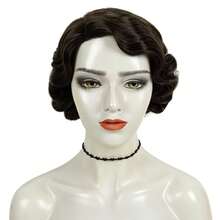 20s Brown Short Finger Wave Wigs For Women  Natural Synthetic Hair Wig For Women Lady Ladies Cosplay Anime Party Costume Anime Flapper Wig REEWES Wig - màu nâu - Xem 2