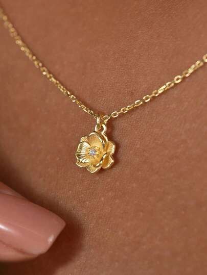 1pc Cubic Zirconia Pendant Necklace For Teenage Girls, Suitable For Daily Decoration, Party Jewelry, Birthday Gift