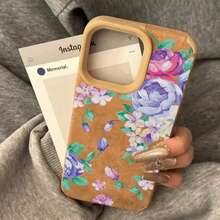 Pintura al óleo azul diseño de patrón de flores lente alta teléfono 13 Pro 16 Plus 15 XS 11 14 12 cuero sintético resistente todo incluido suave - Colores mixtos 1 - Ver 3