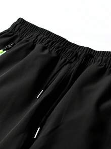 Pantaloni cargo leggeri da uomo taglia grande, per primavera e autunno, con vita con cordoncino, stampa a lettere, tasche con zip, colore unito, tasche grandi, adatti per casual, sport, uso quotidiano