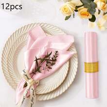 12pcs Satin Napkins 17" X 17" Square Dinner Napkins, Suitable For Party, Wedding, Event, Banquet, Daily Use (Deep Purple) - Multicolor - View 19