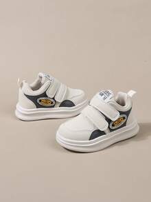 1 par de zapatos deportivos casuales de moda unisex con diseño de correa mágica dual de PU, antideslizantes y duraderos, adecuados para actividades al aire libre, senderismo, aplicables para otoño