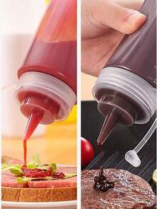 1pc Squeeze Bottle With Scale, Lid, And Tip, Multipurpose Salad Condiment Dispenser, Seasoning Squeeze Bottle, Suitable For Soy Sauce, Olive Oil, Mustard, BBQ Sauce, Sauce, Ketchup Food Containers Dispenser, Available In Various Sizes, Easy Pour Spout, Used For Kitchen, Dining Room, Outdoor Camping Barbecue Seasoning Storage Tools, Kitchen Accessories - Multicolor - View 4