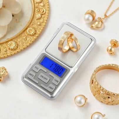 0,01g hochpräzise 12cm Mini tragbare Goldwaage, Schmuckwaage, Küchenwaage, elektronische Lebensmittelwaage, kleine rutschfeste Haushaltswaage, Mehrfacheinheiten-Umrechnung, Küchenwaage-Zubehör, geeignet für Labor, Pulver, Schmuck, Backen, Ernährungsmanagement, Küche, Reise-Lebensmittelwaage, 2*AAA Batterien nicht enthalten