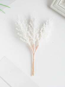 1/3/5/200PCS (6pcs Head) Autumn Decoration Mini Cedar Artificial Flowers Lavender Bouquets Silk Christmas Decoration Pine Needles Fake Plants Mini Tree Branch Birthday Party Decorations Wedding Flower Baskets Bride Holding Flowers Home Furnishings Dining Rooms Bedrooms Windowsills Vases For Decorations Outdoor Gardens Start Of School Season - White - View 3