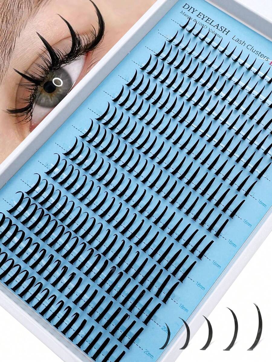 280 件俄罗斯睫毛延长钉睫毛单根 80D 100D 浓密睫毛簇 D 型卷曲睫毛簇套装 12-20 毫米 DIY 睫毛延长，2 种款式睫毛簇钉睫毛单根睫毛簇，多类型自然外观，钉/80D/100D/可重复使用单根分段假睫毛纤细超柔软 DIY 睫毛延长在家睫毛簇，睫毛簇，单根睫毛，睫毛，假睫毛 - D - 查看 1
