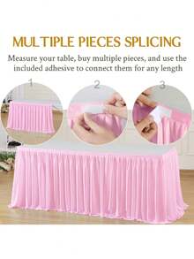 4pcs/1pc Pleated Solid Color Tableskirt, Suitable For Rectangular, Square, Round Tables, Ruffled Tablecloth, Wrinkle-Resistant And Easy To Clean, Applicable For Birthday Cake Table Decor, Banquet And Wedding Party, Bridal Shower, Various Party Celebrations