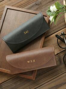 1pc Personalized Name Eyeglass Case, Sunglasses Storage Bag, Faux Leather Portable Eyewear Case, Customized Minimalist Eyeglass Box, Engraved, Mother's Day Gift For Mom, Dad, Him, Her, Men, Women