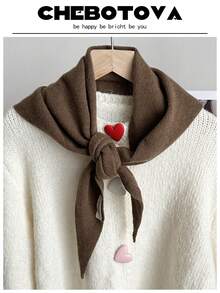 1PC Autumn Decorative Solid Color Wool Knit Triangle Scarf Women's Outerwear Fake Collar Decorative Air-Conditioned Room Scarf Fashion Shawl - Multicolor - View 16