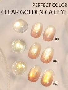 PERFECT COLOR 12ml Esmalte de uñas en gel con efecto ojo de gato magnético, gel con efecto ojo de gato dorado, esmalte de uñas en gel con brillo holográfico, manicura en gel de calidad de salón, cuidado de uñas DIY en casa - Multicolor - Ver 6