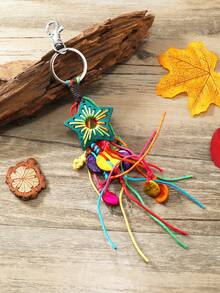 1 pieza Llavero con borla estilo bohemio, llavero colgante de concha vintage y colorido, llavero colgante de borla y concha, accesorios para el coche, portador de tarjeta de identificación con cordón gótico y lindo Y2K, regalo de Navidad, accesorios para el coche, regalo para maestro, amigo, hermana - Multicolor - Ver 5