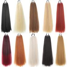 24 Inch Synthetic Ponytail Hair Extensions, Black Natural Braided Ponytail Wig, Long Straight Hair, Elastic Band Fastener, For Women - Multicolor - View 11