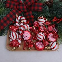 18Pcs Christmas Candy Cane Lollipop Ornaments For Christmas Tree Outdoor Christmas Decorations,Red And White 4.5Inch Assorted Shapes Hanging Ornament With Ribbon For Xmas New Year Holiday Festival Home Party Decor(The Multiple Ones Are Packed In Small Sizes)