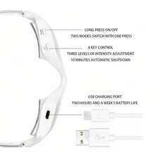 RevitalEyes 微电流眼部及面部 LED 红光理疗按摩器，先进的眼部焕活护理，减少皱纹，缓解眼疲劳和黑眼圈，放松疲惫的双眼，焕发活力，90mAh 电池容量 - 白色 - 查看 4