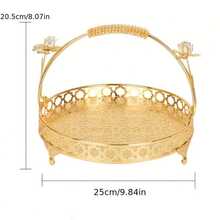 优雅金属水果零食篮，多功能复古风格托盘，带把手，耐用长方形餐盘，适用于厨房、客厅和酒店装饰，也可用作节日派对娱乐装饰的咖啡托盘。 - 彩色 - 查看 11