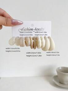 1 Bộ 5 Đôi Hoa tai búp bê hình dấu phẩy và giọt nước dễ thương, Bộ hoa tai hình chữ C nhỏ đa năng - Màu be - Xem 24