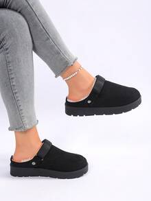 Women's Fleece Lined Slip-On Clog Slippers With Anti-Slip Sole – Cozy Winter Indoor Outdoor House Shoes For Ladies - Black - View 3