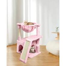Cat Tree For Indoor Cats Large Adults Modern Activity Tower With Scratching Posts Board Condo With Plush Perch Climbing Stand With Cradle Hanging Ball For Play Pink - 粉色 - 查看 6