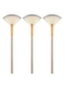 新款实用面部刷 扇形化妆刷 柔软便携面膜刷 女士女孩美甲美妆工具，粉底刷，遮瑕刷，腮红刷，修容刷，腮红刷，古铜粉刷，散粉刷，粉底刷，腮红刷，赠品 - 香檳色 - 查看 9