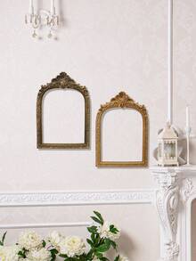 1 szt. Europejski styl 3D kwiatowy wzór złoty łuk dekoracyjny rama, materiał żywiczny, europejski styl tło ścienne, dekoracja domu, nadaje się do rekwizytów fotograficznych, mały wystrój domu, dekoracja w klimacie festiwalowym