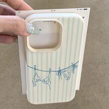 1pc TPU Material Blue Summer Bikini Stripe Pattern Phone Case Compatible With IPhone/ Phones - White - View 4