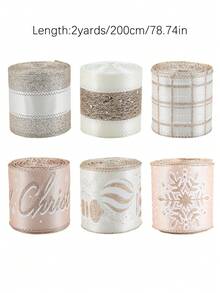 1Roll Christmas Wired Ribbon Champagne Themed Ribbon With Snowflake Merry Christmas Golden Glitter Xmas Ribbon 2.2yards For Christmas Tree Wreath Garland Decor Supplies Holiday Gift Wrapping Home Party Decorations Home Decor Christmas Decorations Room Decor Winter