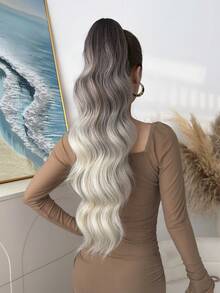 24 Inch Long Wavy Thermoplastic Synthetic Ponytail, Clip-On Ponytail Hair Extension For Daily Use - Brown Ombre - View 12