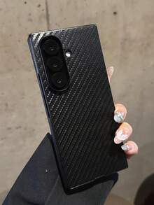 Galaxy Z Flip6/7 Series, Z Fold6/7 Series Carbon Fiber Solid Black Phone Case For Foldable Phones Waterproof Shockproof Anti-Fall Scratch Resistant - Black - View 2