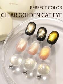 PERFECT COLOR 12ml Esmalte de uñas en gel con efecto ojo de gato magnético, gel con efecto ojo de gato dorado, esmalte de uñas en gel con brillo holográfico, manicura en gel de calidad de salón, cuidado de uñas DIY en casa - Multicolor - Ver 9