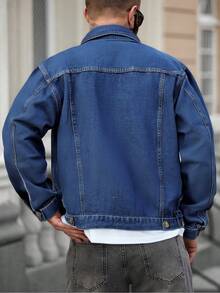 男士长袖时尚休闲街头多口袋百搭牛仔夹克，美式百搭简约牛仔外套，秋季款