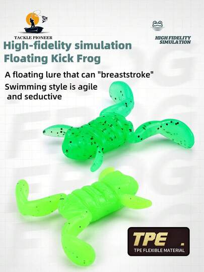 TACKLEPIONEER 2pcs Realistic Soft Frog Lures, 4.2g-8.9g, Surface Fishing Bait, Detailed Legs And Toes - High Quality TPE Frog Hooks, Suitable For Freshwater And Saltwater Fishing, Freshwater Bait | Realistic Imitation Design | Soft Plastic Bait, Fishing Lures
