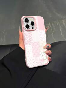 Floral Patchwork Mobile Phone Case, Designed With Delicate Flowers And Pastel Colors, Suitable For IPhone 16, 15, 14, 13, 12 And 11 Pro Models, Made Of TPU Material, And Provides Shockproof Protection. Perfect For Family, Friends, Children, Birthdays, Spring, Holidays, Boyfriends, Girlfriends, And Valentine's Day Gifts - Hồng 22 - Xem 4
