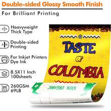 Koala Papel fotográfico grueso de 21.59 x 27.94, peso pesado de doble cara, alto brillo, hojas, 260 g/², compatible con impresora de inyección de tinta - 1 - Ver 3