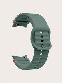1pc Olive Green Silicone Contrast Stitching Wavy Design Smartwatch Band Compatible With Samsung Galaxy Watch 4/5/6/7 40mm/42mm/43mm/44mm/45mm/46mm/47mm/5 Pro