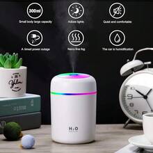 1pc 300ml USB Powered Colorful Mini Humidifier, Suitable For Home, Office And Car - Multiple Colors Available, Daily Humidification, Prevent Dryness - Multicolor - View 6