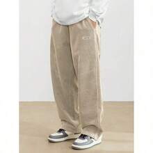 Men's Solid Color Casual Everyday Trousers Men's Streetwear Pants, Boy Friend Gifts, Back To School - 杏色 - 查看 1