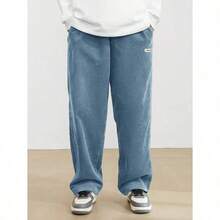 Men's Solid Color Casual Everyday Trousers Men's Streetwear Pants, Boy Friend Gifts, Back To School - 淺藍色 - 查看 4
