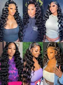 NARNI 28 30 Inch 13x6 Loose Deep Wave Lace Front Wigs Human Hair 250% Density HD Transparent Lace Frontal Wigs Human Hair Pre Plucked Loose Deep Wave Wigs Human Hair With Baby Hair For Women Natural Color - Natural Black - 查看 3