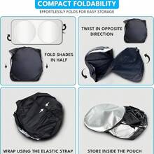 1pc Black Cat With Blue Eyes Car Sun Visor, Interesting Car Accessory Design, Made Of Polyester Fabric, Car Interior UV Protection Sunshade, Easy To Install, Suitable For Various Car Models, Provides Heat Insulation And Privacy Protection, Foldable For Easy Storage