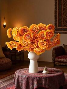 1/3/6 buc flori artificiale de lotus și bujor din mătase cu tulpini lungi, potrivite pentru nuntă, decor de sărbătoare, aranjament floral DIY, decorare pentru sufragerie, dormitor și living. - Portocale - Vizualizare 4