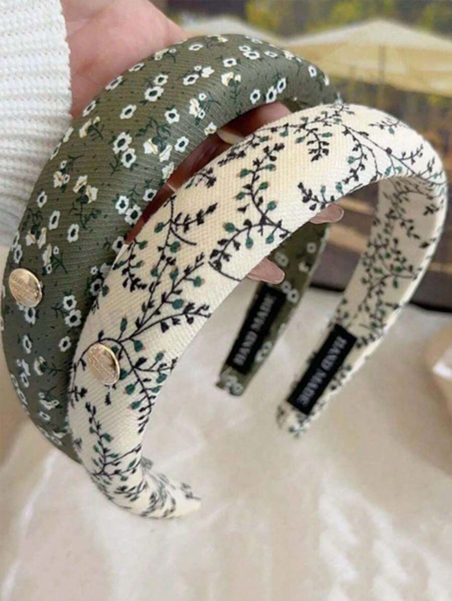 2pcs/1pc Women Green Leaf Floral Metal Elegant Fashion Headband, Versatile For Daily Use, Home, School, Beach, Work, Party, Holiday, Birthday, Back To School, New Year, Valentine's Day, Mother's Day Gift, Hair Accessories, Hair Band, Hair Hoop, Hairband For Women, Home Beauty Women Accessory Gifts