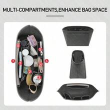 Organizador de bolso de mano con múltiples bolsillos de fieltro con cremallera y portavasos, adecuado para otoño/invierno - Gris - Ver 2