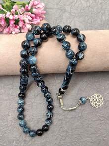 1 件 45 颗 10 毫米穆斯林念珠手链，经典蓝灰色男女通用设计 - 彩色 - 查看 7