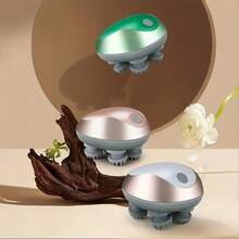 4-Head Silicone Scalp Massager, USB Rechargeable Handheld Multi-Function Head Kneading Massage Device