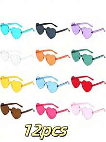 14pcs, 8pcs, 5pcs, 12pcs, 16pcs, 25pcs, 50pcs Heart Shaped Fashion Glasses, Elegant For Party And Everyday Use, All Seasons - Multicolor - View 22