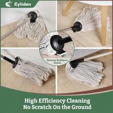 Eyliden String Mop With 2 Reusable Mop Heads NonTouch Replacement Adjustable Cotton Mops For Floor Cleaning NoScratch Absorbent Classic Mop For Tile Concrete Wood Floor Kitchen Bathroom - White - View 3