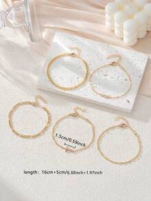 5pcs High-Quality Cubic Zirconia Cross Decorated Multilayer Bracelet, Fashionable, Suitable For Women's Parties, Gatherings, Daily Wear, Music Festival, And Gifts - Yellow Gold - View 5