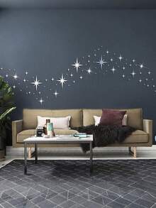 82 件/包星形设计镜面墙贴亚克力镜面墙贴可移除自粘适用于家庭、客厅、浴室、卧室装饰、DIY 墙面背景布置、家居装饰、房间装饰 - 彩色 - 查看 4