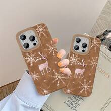 Funda para phone compatible con 16 Pro, 15/14 Plus. Diseño retro de piel sintética de oveja. Diseño artístico moderno en color marrón. Protección premium con acolchado suave, unisex. - Colores mixtos 1 - Ver 8